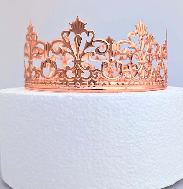 Rose Gold Metal Alloy Birthday Cake Crown Topper - 13cm