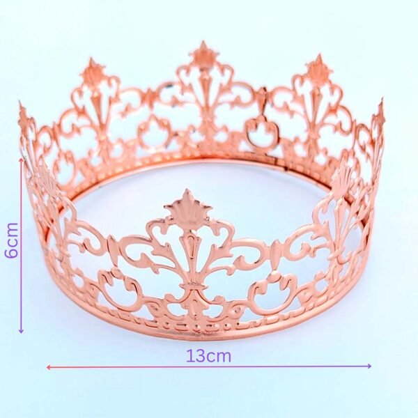 Rose Gold Metal Alloy Birthday Cake Crown Topper - 13cm