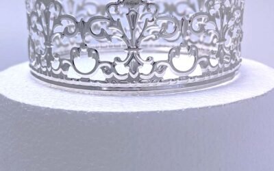 13cm Silver Metal Birthday Cake Crown Topper | Medium (Alloy)