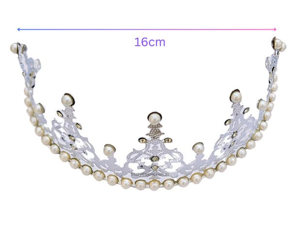 16cm Silver Crown Birthday Cake Topper with Pearls